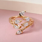 LUSTRO STELLA - feinster Zirkonia Bypass-Ring, 925 Silber vergoldet image number 1