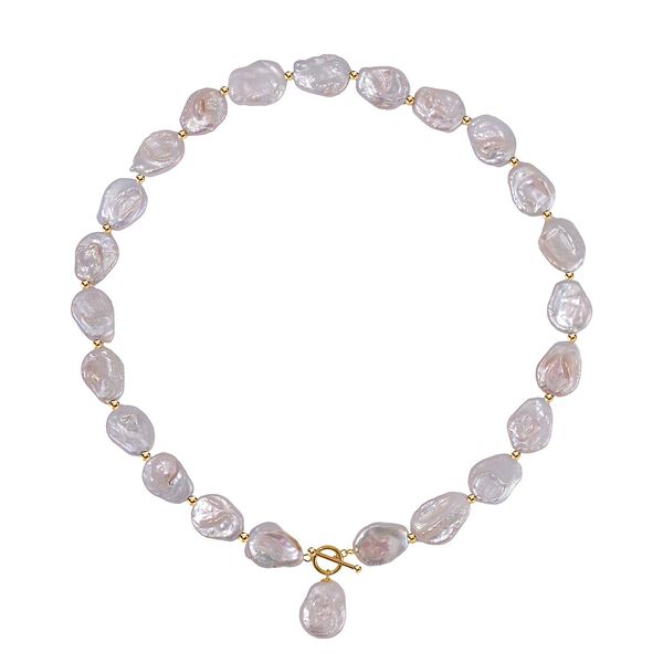 Wei&szlig;e Keshi Perle Halskette ca. 50 cm 925 Silber vergoldet image number 3