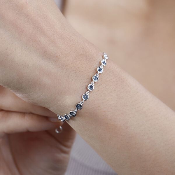 Blaues Diamant Armband, ca. 19 cm, 925 Silber platiniert ca. 0.15 ct image number 3