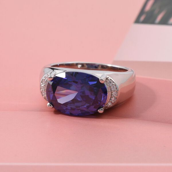 Lustro Stella Blauer Zirkonia, Weißer Zirkonia Ring 925 Silber rhodiniert (Größe 17.00) image number 1