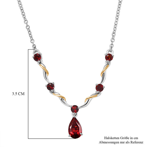 EVER TRUE Mosambik Granat Halskette ca. 50 cm Edelstahl Zweifarbige Beschichtung ca. 1,76 ct. image number 5