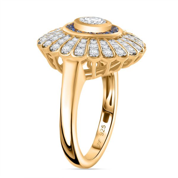 J Francis gefertigt mit SWAROVSKI- Blauer und weißer Swarovski Zirkonia Ring image number 6