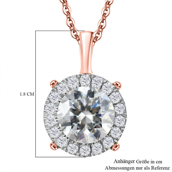 Moissanit Anhänger mit 50cm Kette, 925 Silber 750 Roségold Vermeil - 2 ct. image number 6