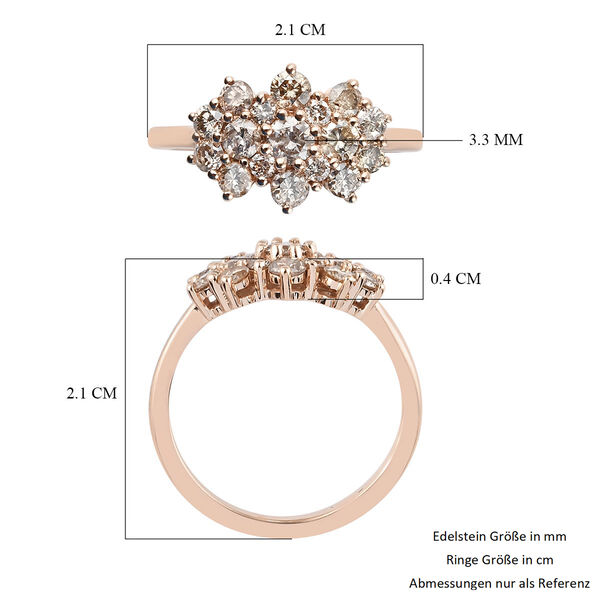 Nat&uuml;rlicher Champagner Diamant zertifiziert I2-I3 Ring 375 Ros&eacute;gold image number 6