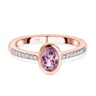 AAA Kunzit und weißer Zirkon-Ring, 925 Silber rosévergoldet (Größe 18.00) ca. 1.39 ct