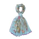 LA MAREY 100% Maulbeerseide Seidenschal, 55cm x 175cm, Blau mit Multi