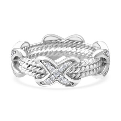 Lustro Stella Wei&szlig;er Zirkonia Ring 925 Silber XO Band rhodiniert (Gr&ouml;&szlig;e 17.00)