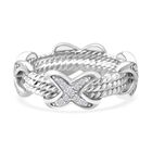 Lustro Stella Weißer Zirkonia Ring 925 Silber XO Band rhodiniert (Größe 17.00)