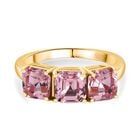 J Francis gefertigt mit SWAROVSKI ASSCHER SCHLIFF Rosa Swarovski Kristall Ring 925 Silber 750 Gelbgold Vermeil (Größe 20.00)