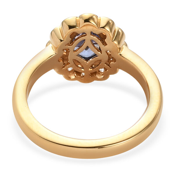 Tansanit und Zirkon Ring 925 Silber vergoldet  ca. 0,89 ct image number 7