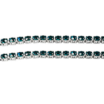 2er Set Blaue Kristall Halskette und Armband mit Bolo Verl&auml;ngerung, silberfarben