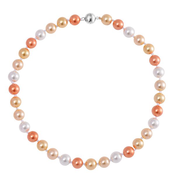 Goldene, wei&szlig;e und orangene Muschelkernperlen-Halskette, 50cm image number 3