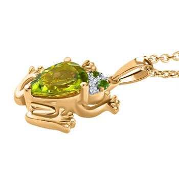 GP Trionfo Kollektion- Peridot, Chromdiopsid, Zirkon und blauer Saphir-Anh&auml;nger mit 45cm Kette - 2,14 ct.