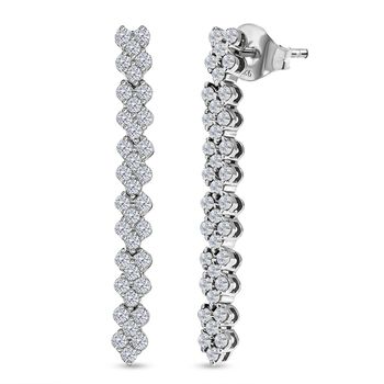 Moissanit Ohrringe, 925 Silber platiniert, ca. 1.58 ct