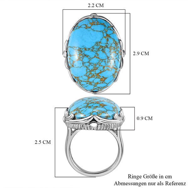 Blaues T&uuml;rkis Ring, Edelstahl (Gr&ouml;&szlig;e 16.00) ca. 19.00 ct image number 6