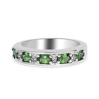 Tsavorite Granat und Zirkon Half Eternity Band Ring 925 Silber platiniert (Größe 16.00) ca. 0,90 ct