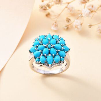 AA Amerikanischer nat&uuml;rlicher Sleeping Beauty T&uuml;rkis Ring 925 Silber rhodiniert (Gr&ouml;&szlig;e 20.00) ca. 3.24 ct