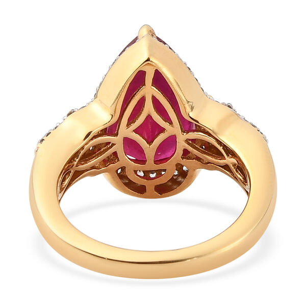 Afrikanischer Rubin und Zirkon-Ring, (Fissure gefüllt), 925 Silber vergoldet image number 6