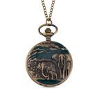 STRADA Antike Bronze Elefantenmuster Taschenuhr, Japanisches Werk, 79 cm antike bronzene Eisenkette