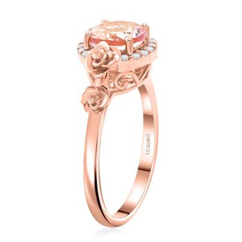 LUXORO zertifiziert und gepr&uuml;ft AAA Rosa Morganit und Diamant Ring in 585 Ros&eacute;gold - 1,90 ct.