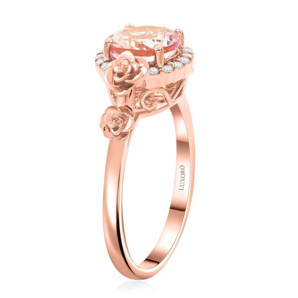 LUXORO zertifiziert und gepr&uuml;ft AAA Rosa Morganit und Diamant Ring in 585 Ros&eacute;gold - 1,90 ct. image number 3