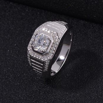 Moissanit Ring, 925 Silber rhodiniert - 1,22 ct.