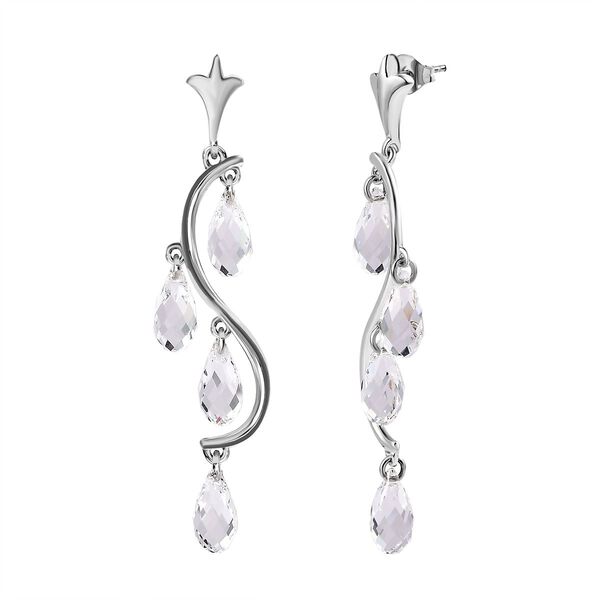 Wei&szlig;er Kristall Ohrringe 925 Silber image number 4