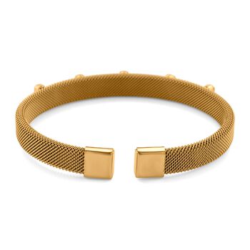 Gr&uuml;ner Kristall Armreif, flexibel (ca. 18-19 cm), 316L Edelstahl, goldfarben