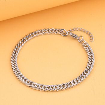 Doppelte Panzer-Armband, Edelstahl, ca. 9,00 g, ca. 19 cm, silberfarben