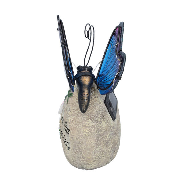 Harz Solarlampe, Schmetterling, Gr&ouml;&szlig;e 16x10x20 cm, Blau & Lila image number 3