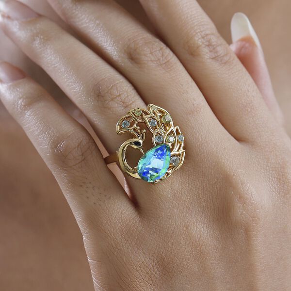 Pfau Quarz Triplett, Paraiba Apatit und Peridot Ring - 3,83 ct. image number 3