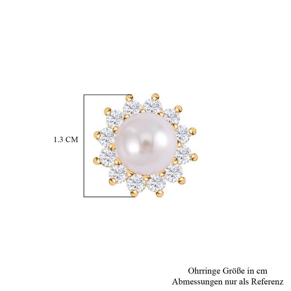 Wei&szlig;e Muschelkernperle und Zirkonia Ring - 7,65 ct. image number 6