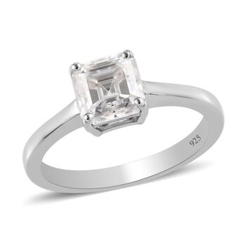 Moissanit Solit&auml;r Ring 925 Silber Platin-&Uuml;berzug