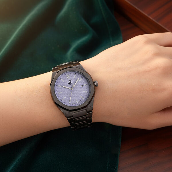 STRADA - Armbanduhr mit japanischem Uhrwerk und Datumsanzeige, Legierungsgeh&auml;use  Sandstrahleffekt, bicolor, Schwarz image number 3