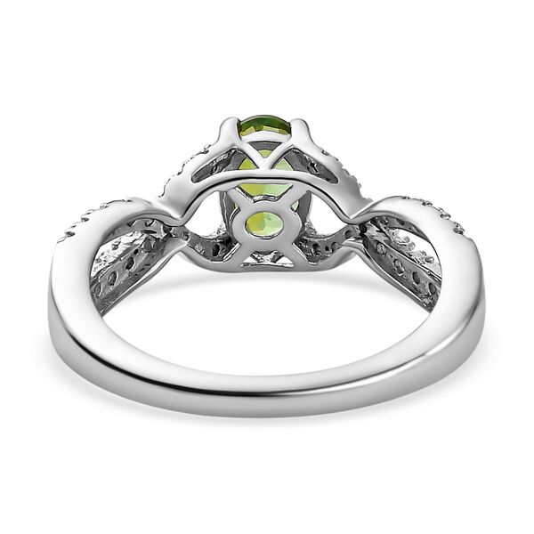 Natürlicher AA Calabar-Turmalin, Weißer Zirkon Ring, 925 Silber platiniert, (Größe 18.00) ca. 3.36 ct image number 6