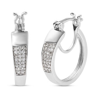 88 Facetten Moissanit Creolen 925 Silber platiniert ca. 0,21 ct