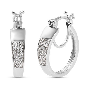 88 Facetten Moissanit Creolen 925 Silber platiniert ca. 0,21 ct