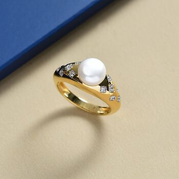 D'Joy S&uuml;&szlig;wasser Perle und Zirkon Ring