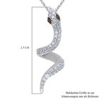 Roter und weißer Diamant Schlange-Anhänger mit Kette in Silber image number 5