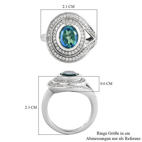 Pfau Triplett Quarz und Zirkon Ring 925 Silber platiniert  ca. 2,71 ct image number 7