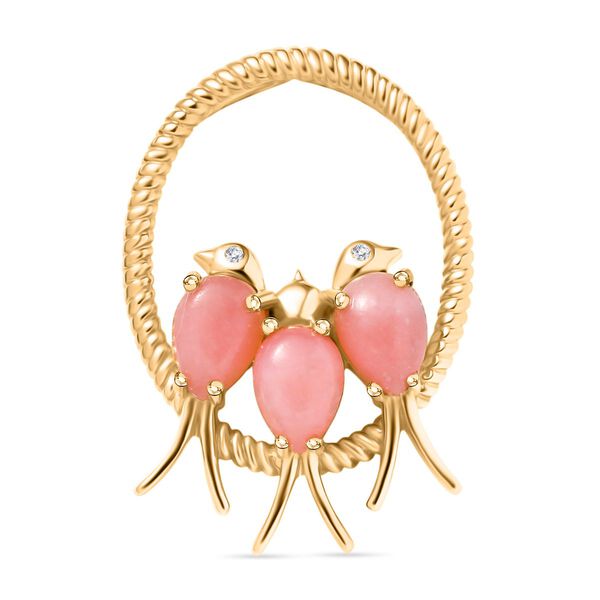 AA Vinicunca-Peruanischer-Opal,, Weißer Zirkon Anhänger 925 Silber 750 Gelb Vergoldet ca. 2,13 ct. image number 0