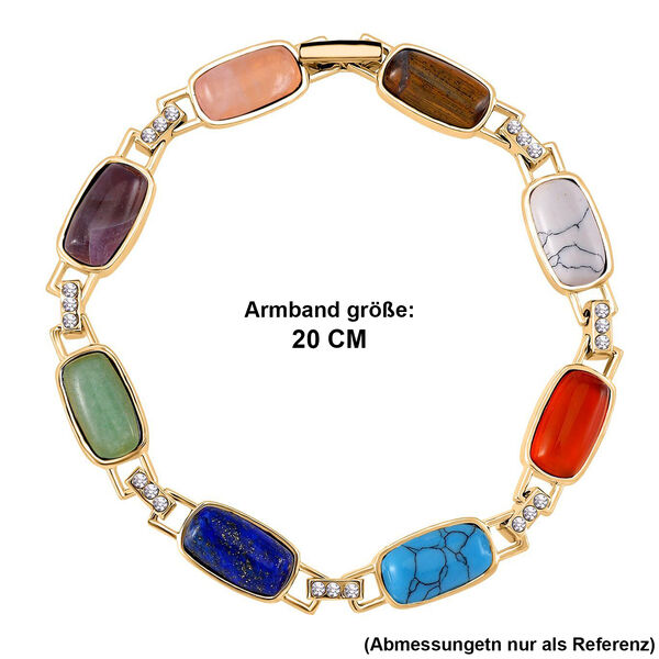 Mehrfarbige Edelsteine, Wei&szlig;es Kristall Armband mit magnetischem Verschluss, ca. 20 cm image number 5