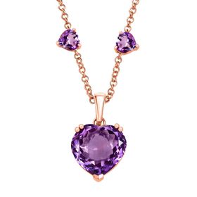 AAA Rose De France Amethyst Halskette ca. 50 cm 925 Silber 750 Roségold Vermeil ca. 25,00 ct.