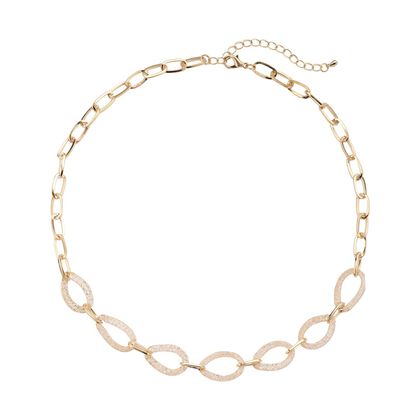 Wei&szlig;e Kristall Halskette, ca. 50 cm, reines Messing