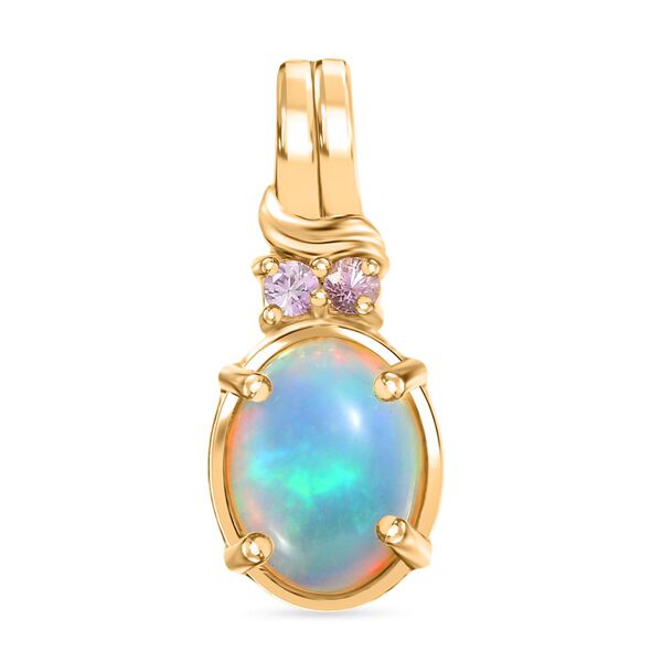 D'Joy AA Nat&uuml;rlicher, &auml;thiopischer Welo Opal, Rosa Saphir Anh&auml;nger 925 Silber vergoldet ca. 1.28 ct