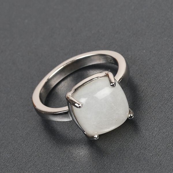 Wei&szlig;er Mondstein Solit&auml;r Ring 925 Silber Platin-&Uuml;berzug image number 2
