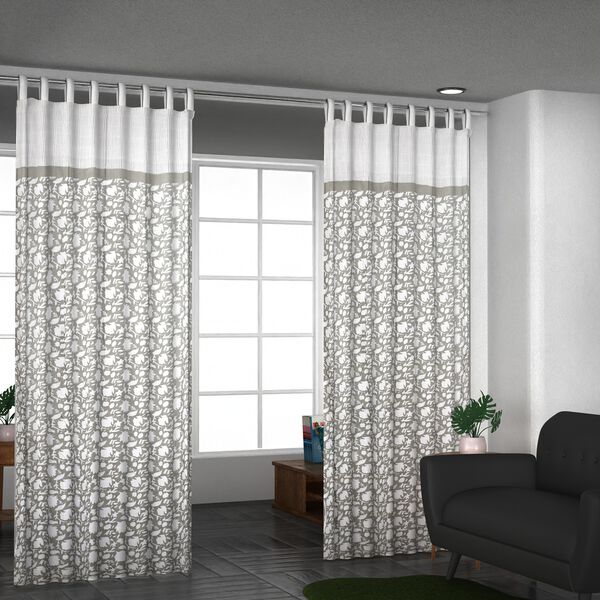 Bedruckter Baumwollvorhang, grau image number 0