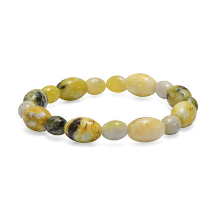 Gelbes T&uuml;rkis, Serpentin Armband Flexibles cm ca. 130.00 ct