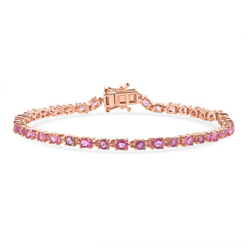 D'Joy Ilakaka Rosa Saphir (Fissure gef&uuml;llt) Armband ca. 20 cm 925 Silber 750 Ros&eacute;gold vermeil ca. 7,59 ct.