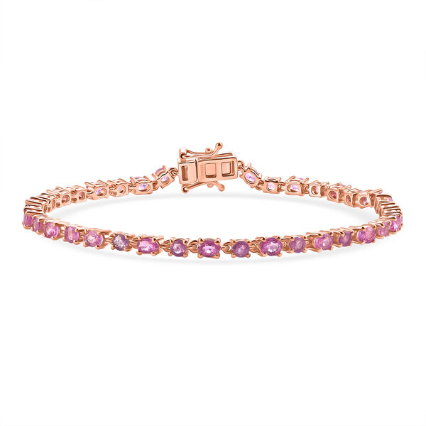 D'Joy Ilakaka Rosa Saphir (Fissure gef&uuml;llt) Armband ca. 20 cm 925 Silber 750 Ros&eacute;gold vermeil ca. 7,59 ct.